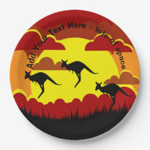 Australia Kangaroos Rojo Amarillo Negro 9" Papel P