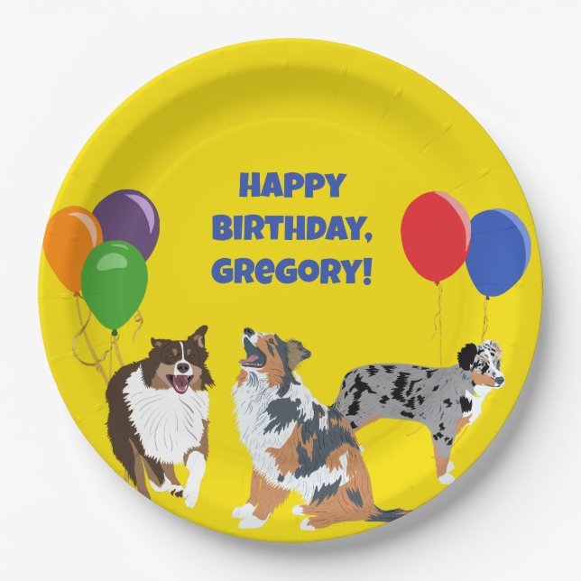 Plato De Papel Australia: Protectores australianos y globos Fiest (Anverso)