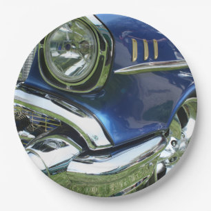 Plato De Papel Auto azul de la época Chevy 1957