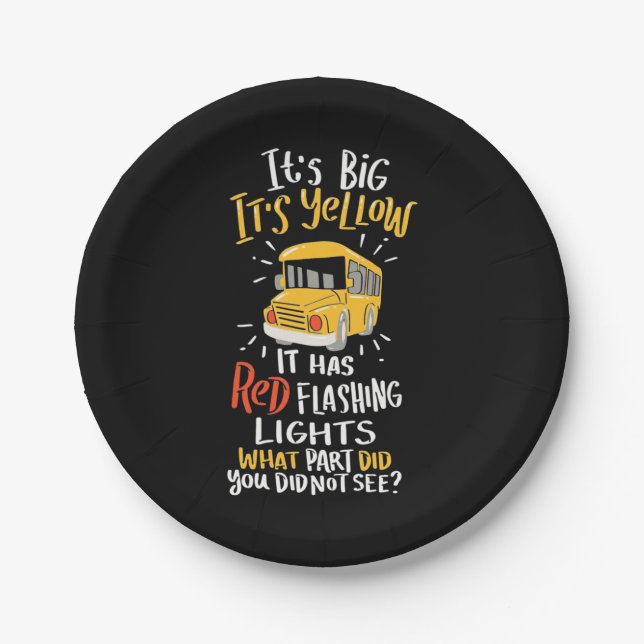 Plato De Papel Autobús escolar es grande y amarillo (Anverso)