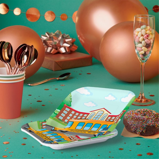 Plato De Papel Autobús Escolar Y Conductor (Subido por el creador)