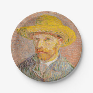 Plato De Papel Autorretrato de Vincent Van Gogh con sombrero de p