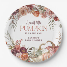 Plato De Papel Autumn Blooms 'a little pumpkin' Baby Shower