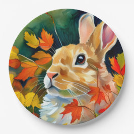 Plato De Papel Autumn Bunny