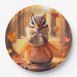 Plato De Papel Autumn Chipmunk Ballerina Dancer