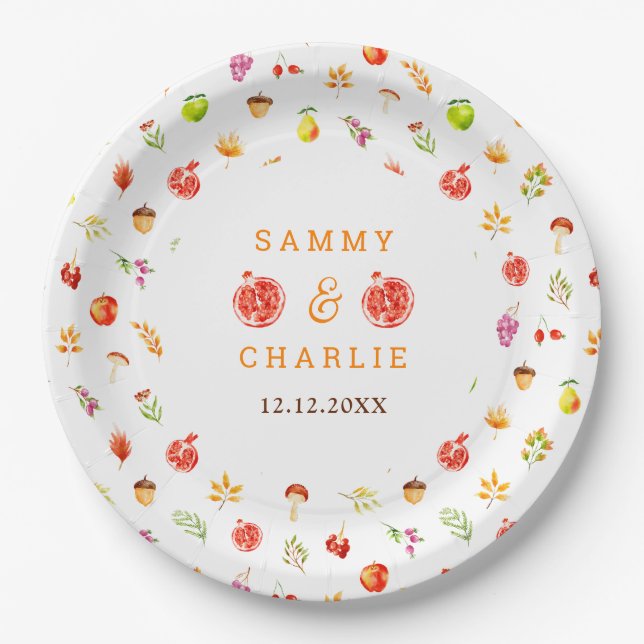 Plato De Papel Autumn Fall Harvest Wedding (Anverso)