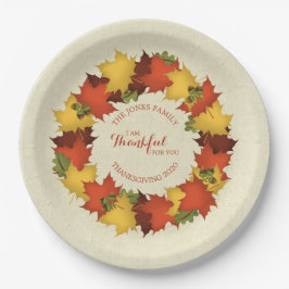 Plato De Papel Autumn Leaves Thanksending Wreath