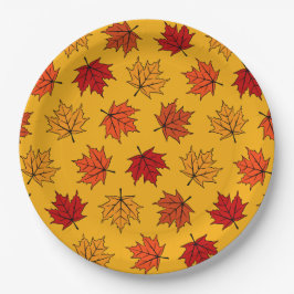 Plato De Papel Autumn Maple Leaves