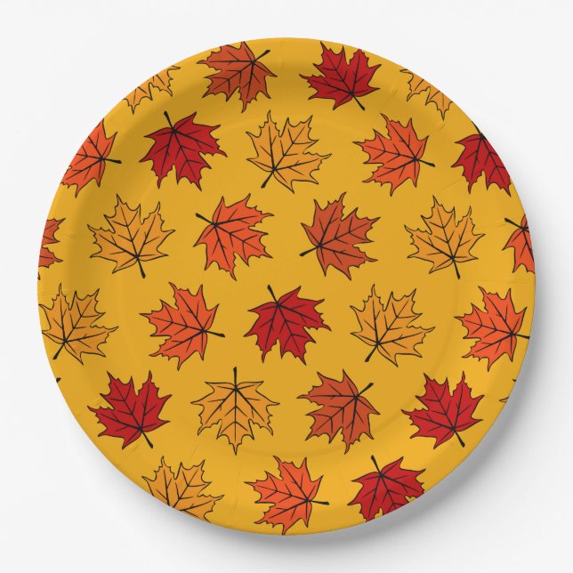 Plato De Papel Autumn Maple Leaves (Anverso)