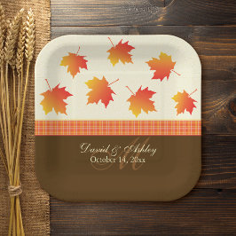 Plato De Papel Autumn Maple Leaves Boda