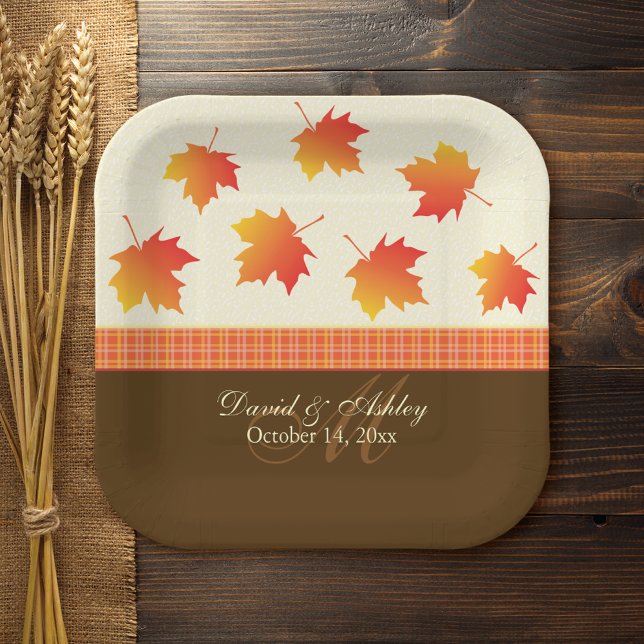 Plato De Papel Autumn Maple Leaves Boda (Subido por el creador)