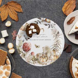 Plato De Papel Autumn Mushroom Woodland Forest Baby Shower