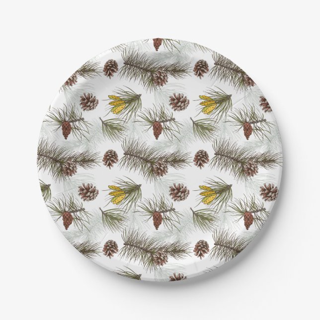 Plato De Papel Autumn Pine Cones (Anverso)