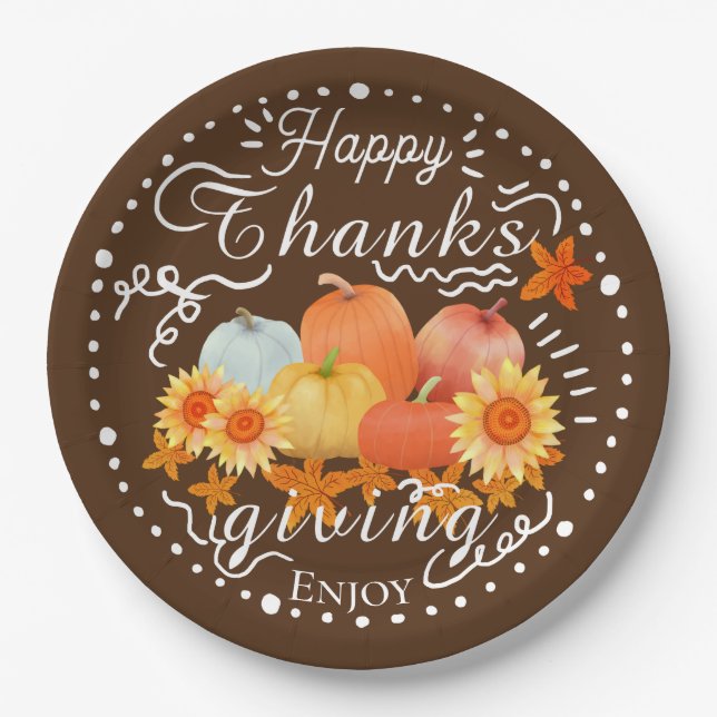 Plato De Papel Autumn Pumpkin Brown (Anverso)