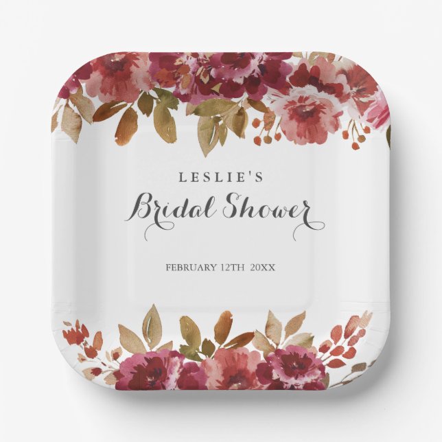 Plato De Papel Autumn Rustic Brunch & Bubbly Bridal Shower (Anverso)
