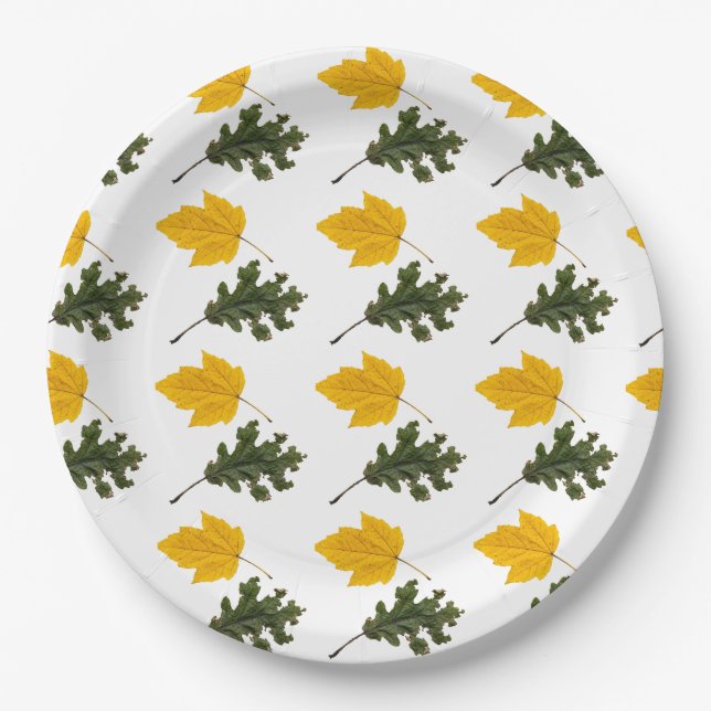 Plato De Papel Autumn Symmetry Leaf Pattern (Anverso)