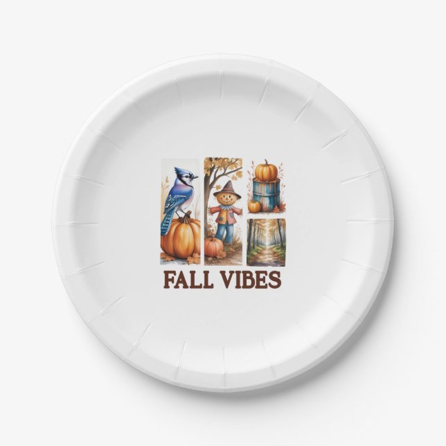 Plato De Papel Autumn Vibes Fall Vibes (Anverso)