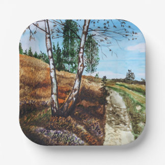Plato De Papel Autumn watercolor painting