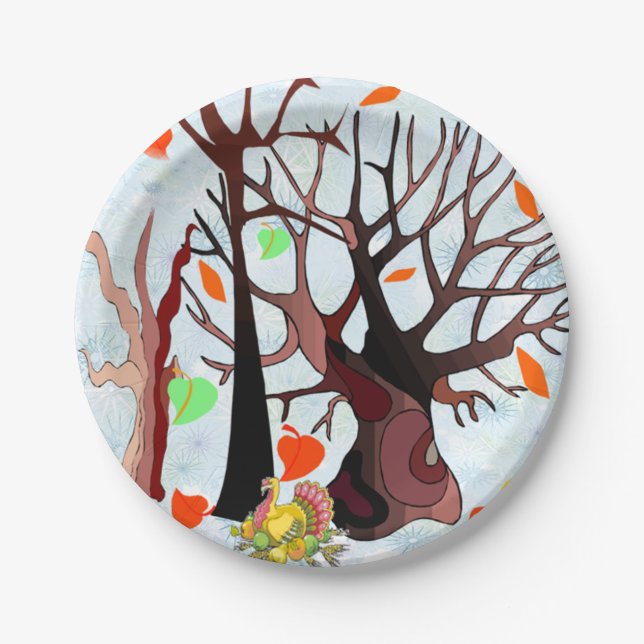 Plato De Papel Autumn Wonderland - (Anverso)