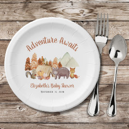 Plato De Papel Autumn Woodland Animals Adventure Baby Shower