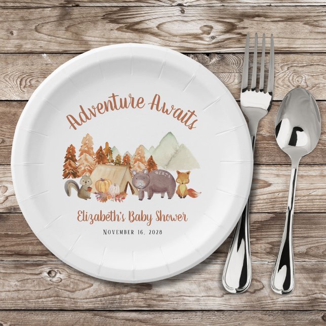 Plato De Papel Autumn Woodland Animals Adventure Baby Shower (Subido por el creador)