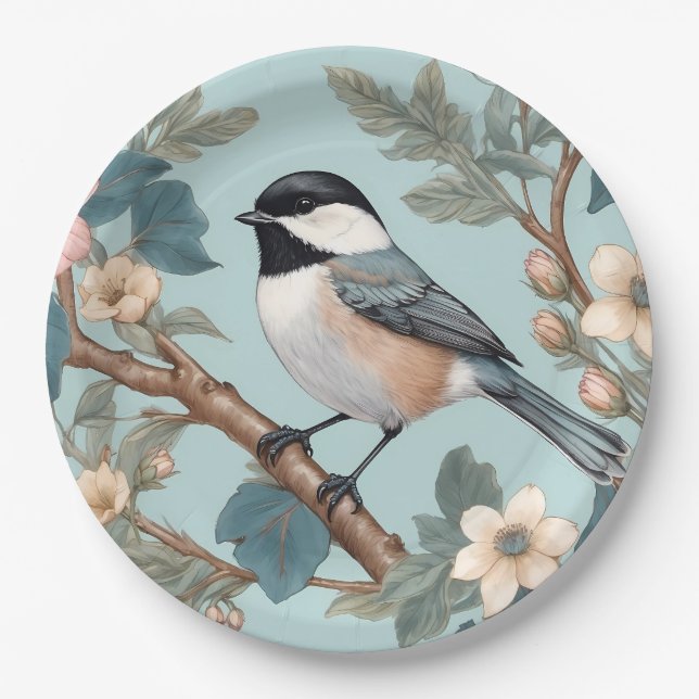 Plato De Papel Ave con encanto (Anverso)