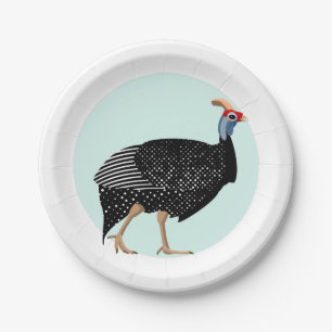 Plato De Papel Ave de Guinea Fowl