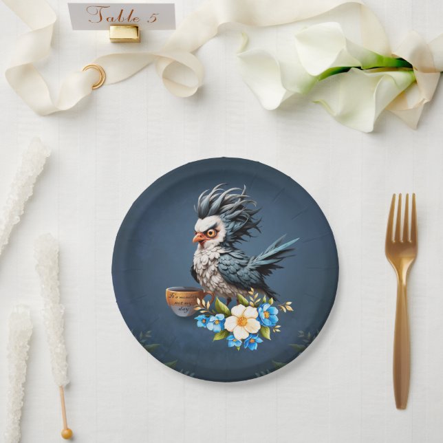 Plato De Papel Ave gruñón el lunes. (Boda)
