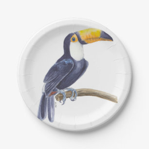 Plato De Papel Ave tropical toscana