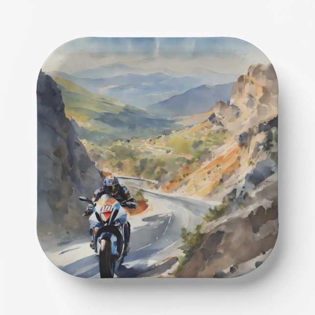 Plato De Papel Aventura de alta velocidad en el vibrante paisaje  (Anverso)