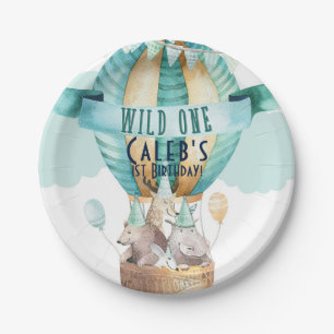 Plato De Papel Aventura de animales acuarela boho SALVAJE UNO 1 1