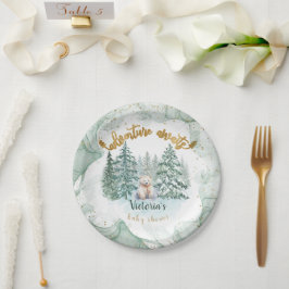 Plato De Papel Aventura del Oso Polar Espera Fiesta de Bebé 