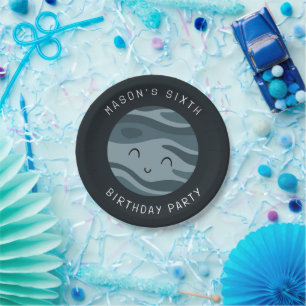 Plato De Papel Aventura Espacial Divertido Cumpleaños Infantil Pl