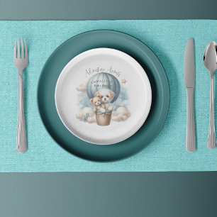 Plato De Papel Aventura espera a Baby Shower con globos aerostáti