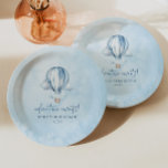 Plato De Papel ¡Aventura espera! Baby Shower Blue Hot Air Balloon<br><div class="desc">¡Esta es una aventura a la espera! Blue Hot Air Balloon Baby Shower Paper Plates!</div>