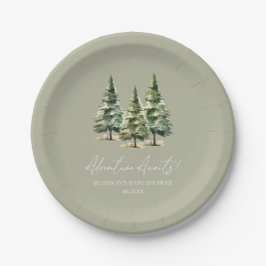 Plato De Papel ¡Aventura espera! Baby Shower de Winter Pine Trees