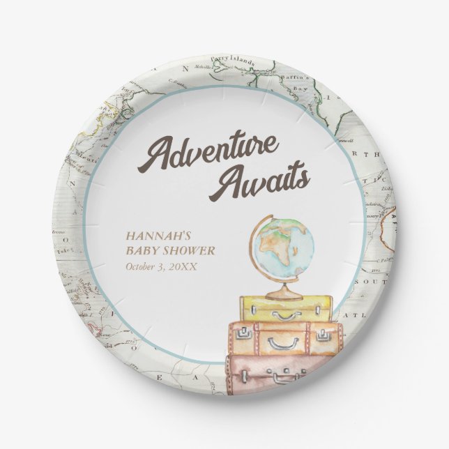 Plato De Papel Aventura personalizada a Baby Shower Plates (Anverso)