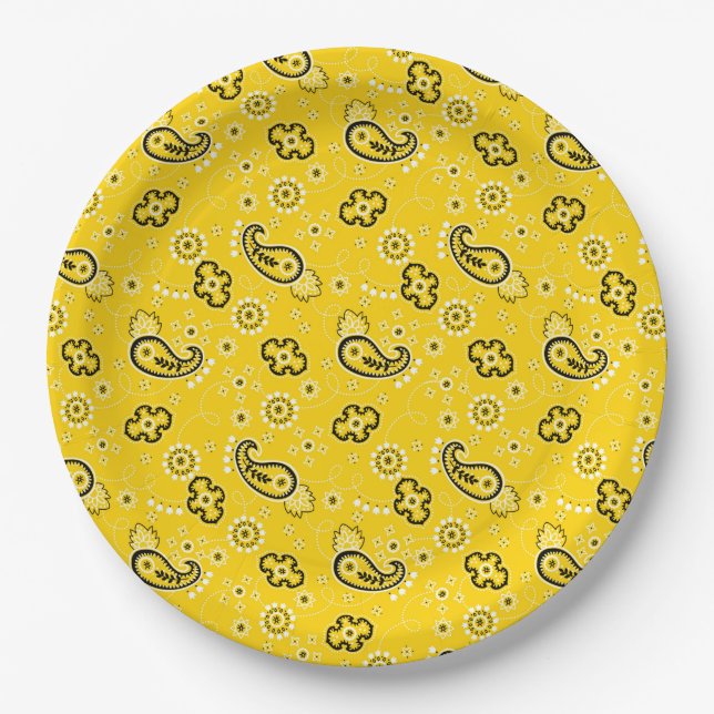 Plato De Papel Aventura Rústica Moderna de Cowboy Bandana Amarill (Anverso)