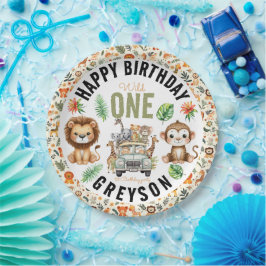 Plato De Papel Aventura salvaje de una jungla 1er cumpleaños