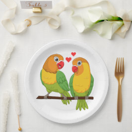 Plato De Papel Aves amorosas ricas Amarillas Amarillas y Aves Ama