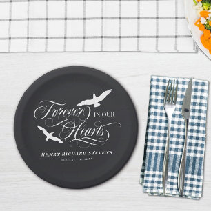 Plato De Papel Aves Blancas De Carbón Para Siempre En El Funeral 