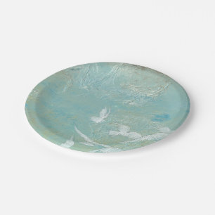 Plato De Papel Aves blancas volando por el cielo azul