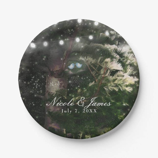 Plato De Papel Aves de Amor + Recepción de Bodas Nocturnas de Árb (Anverso)