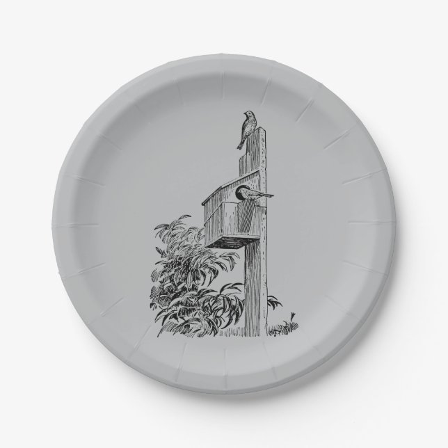 Plato De Papel Aves de época y plata de hogar (Anverso)