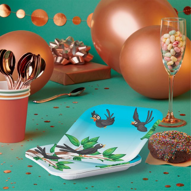 Plato De Papel Aves En Placas De Papel De Árbol (Subido por el creador)