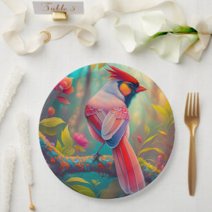 Plato De Papel Aves fantasmas Cardenal masculino