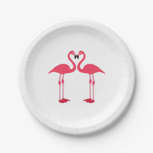 Plato De Papel aves flamingo