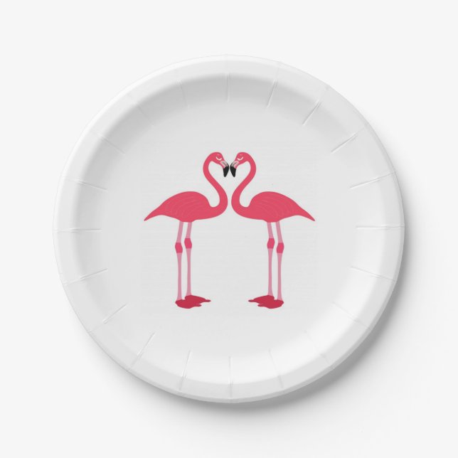 Plato De Papel aves flamingo (Anverso)