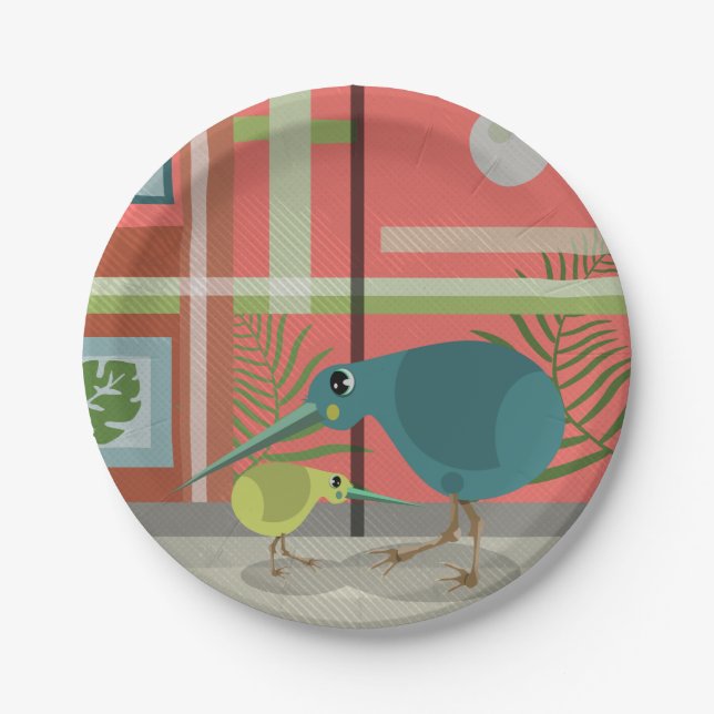 Plato De Papel Aves Kiwi dentro (Anverso)