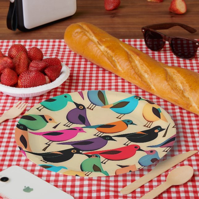 Plato De Papel Aves pequeñas y ricas (Picnic)